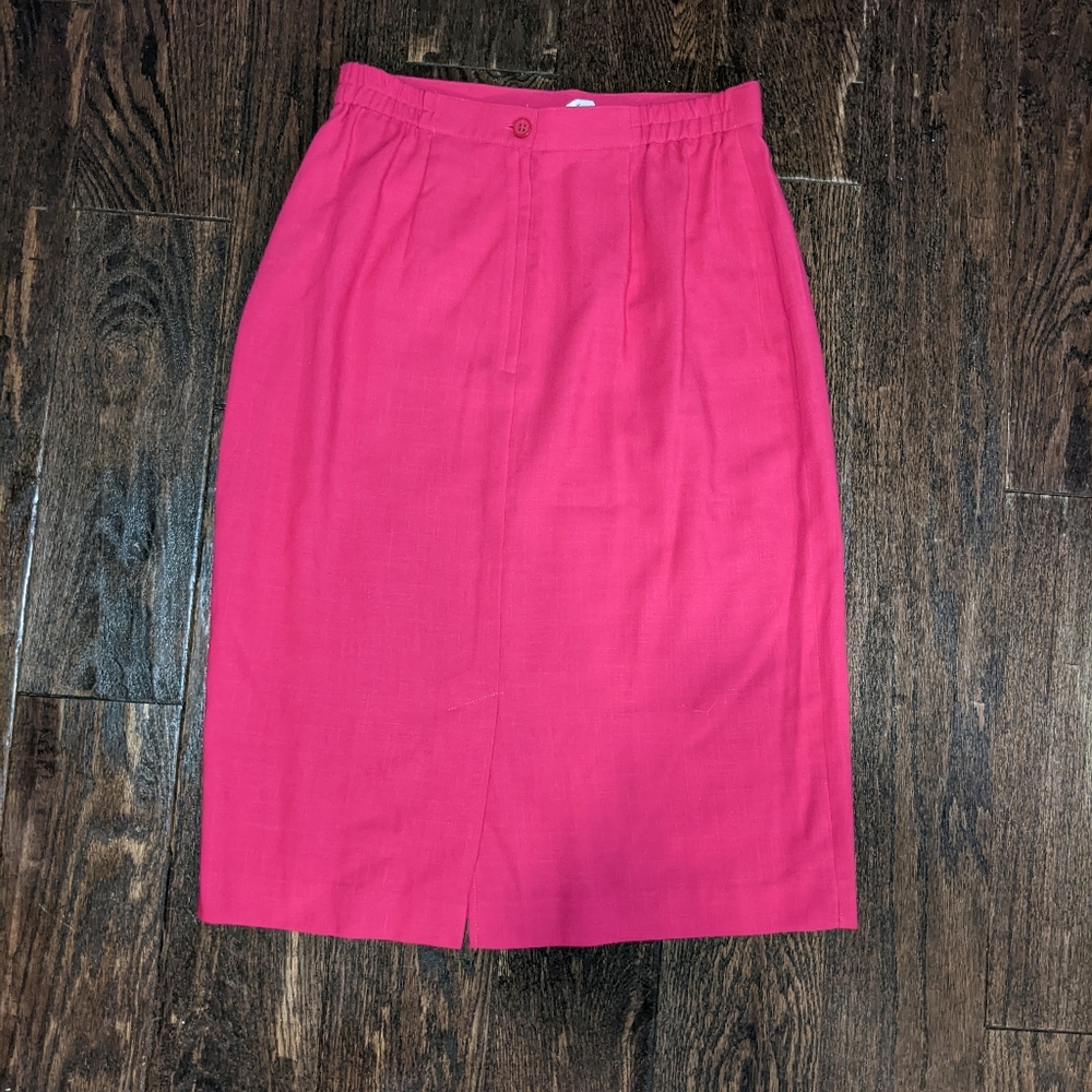VINTAGE Leslie Fay Women's Mid Length Skirt Bright Pink (Size 10) - Picture 3 of 8